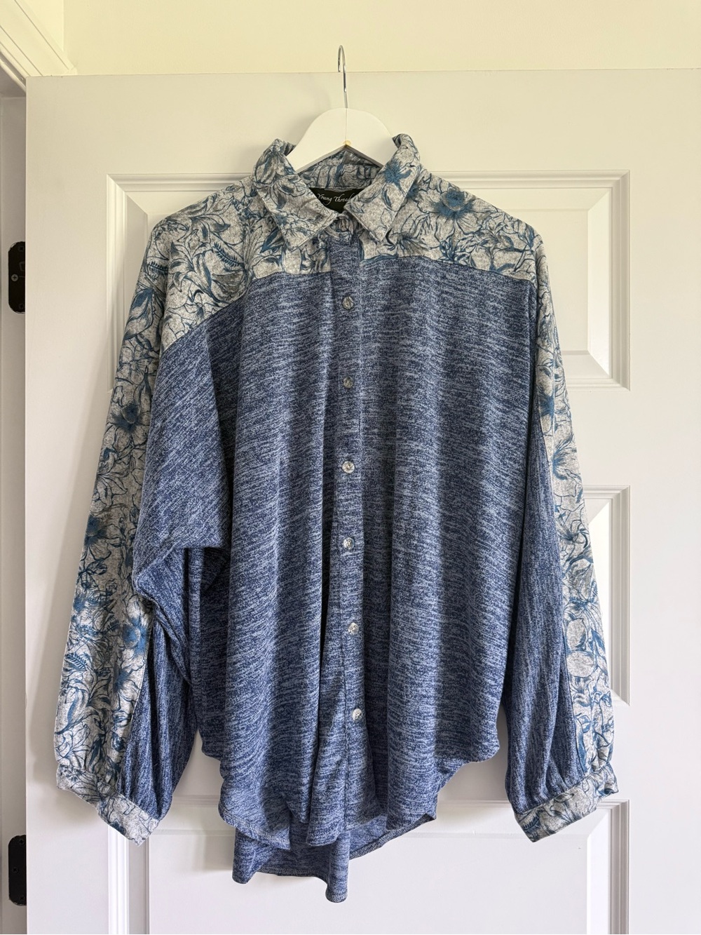 Young Threads Western Knit Shirt with Boho Back in Blue NWT